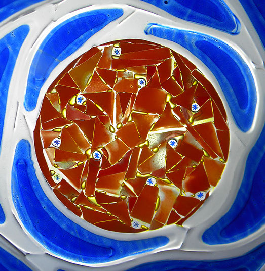 Orange-bleue-lampe-de-verre-fusing