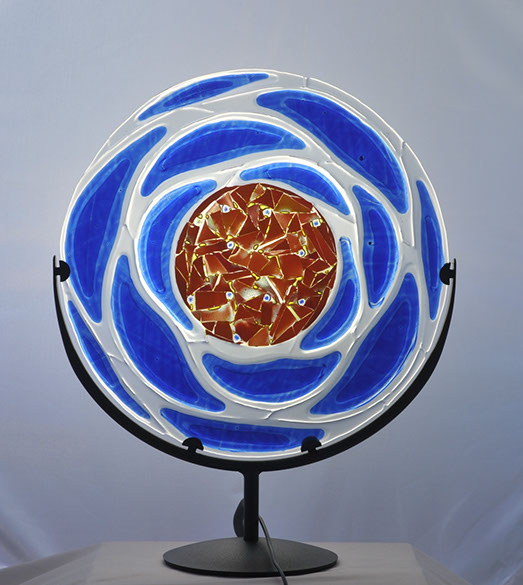 Orange-bleue-lampe-de-verre-fusing